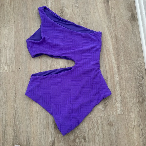 New Beach Riot Terry Celine One-Piece Purple One Shoulder Swimsuit Size Large - Picture 7 of 8